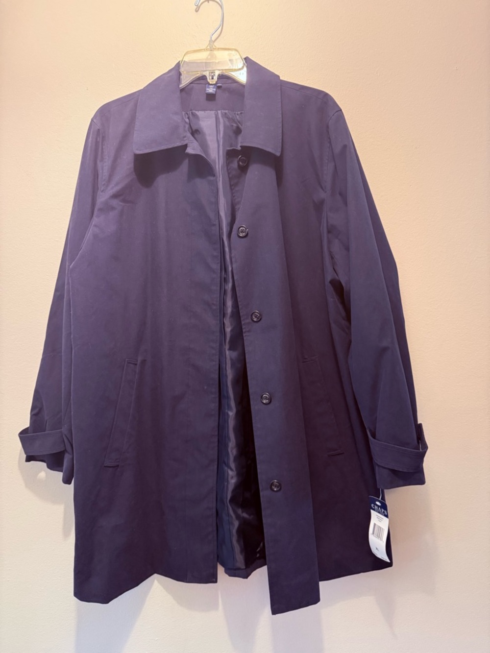 Chaps Navy women’s Single-Breasted Trench Coat